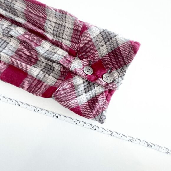 Aritzia Tna Classic Fit Women's Button Down Flannel Shirt Plaid Red Large - Picture 7 of 9